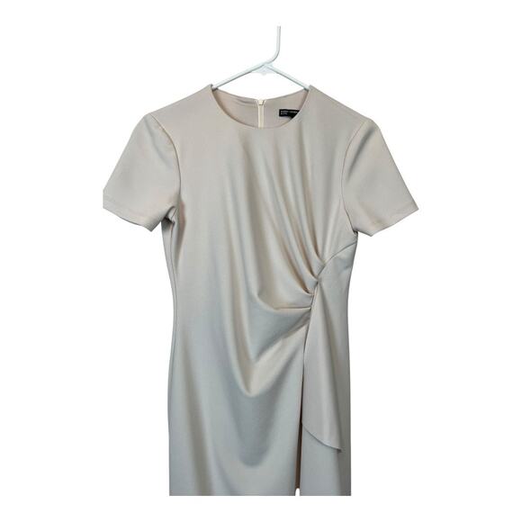 Maggy London Ivory Ruched Dress Cocktail Career Draped Small Petite - Picture 3 of 8